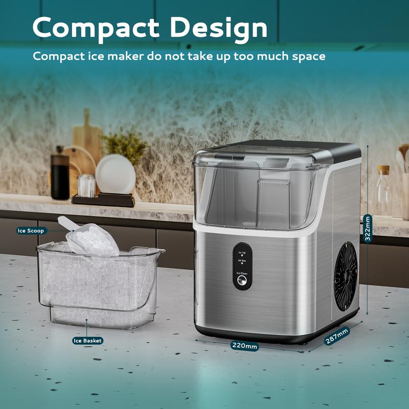 Nugget Ice Makers Countertop, Pebble Ice Maker Machine with 35lbs/24H&33lbs/24H Soft Ice, Self-Cleaning Sonic Ice Maker with Ice Scoop&Basket, Utensils, Pellet Ice Maker for Home/Kitchen/Office
