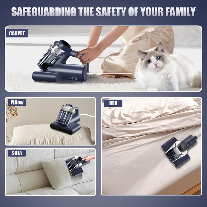 Mattress Vacuum Cleaner with UV-C Light, 149°F Hot Air, HEPA Filter & 16Kpa Suction – Deep Clean for Bed, Sofa, Carpet