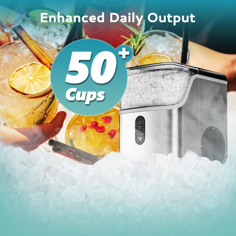Nugget Ice Makers Countertop, Pebble Ice Maker Machine with 35lbs/24H&33lbs/24H Soft Ice, Self-Cleaning Sonic Ice Maker with Ice Scoop&Basket, Utensils, Pellet Ice Maker for Home/Kitchen/Office