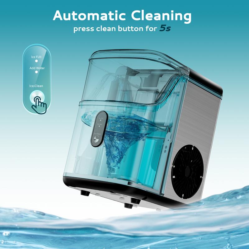 Nugget Ice Makers Countertop, Pebble Ice Maker Machine with 35lbs/24H&33lbs/24H Soft Ice, Self-Cleaning Sonic Ice Maker with Ice Scoop&Basket, Utensils, Pellet Ice Maker for Home/Kitchen/Office