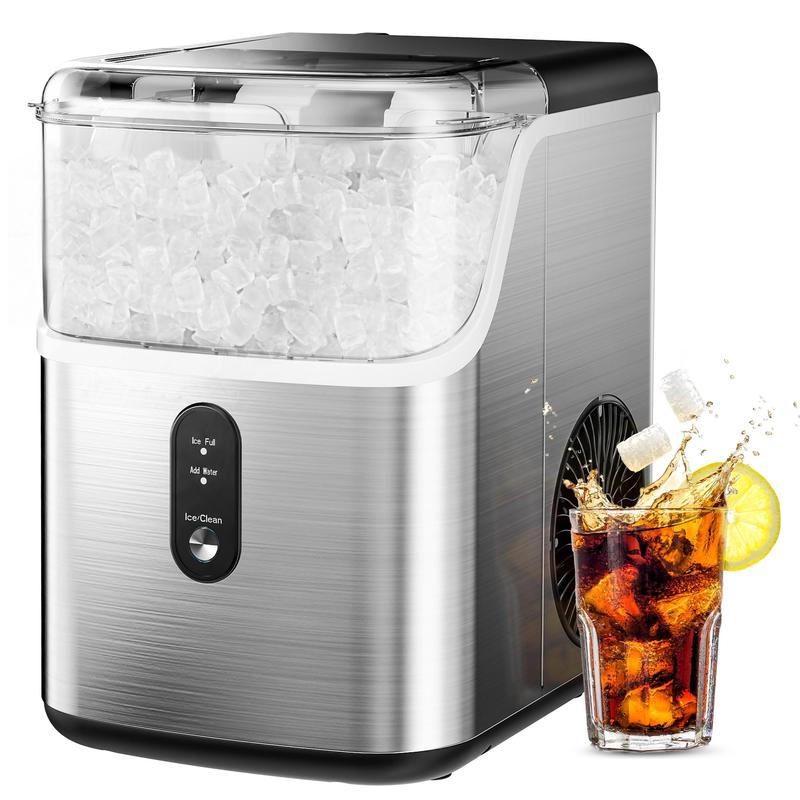 Nugget Ice Makers Countertop, Pebble Ice Maker Machine with 35lbs/24H&33lbs/24H Soft Ice, Self-Cleaning Sonic Ice Maker with Ice Scoop&Basket, Utensils, Pellet Ice Maker for Home/Kitchen/Office