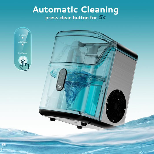 Nugget Ice Makers Countertop, Pebble Ice Maker Machine with 35lbs/24H&33lbs/24H Soft Ice, Self-Cleaning Sonic Ice Maker with Ice Scoop&Basket, Utensils, Pellet Ice Maker for Home/Kitchen/Office